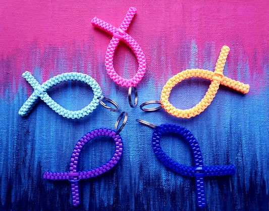 Awareness ribbon keyrings made from lacing