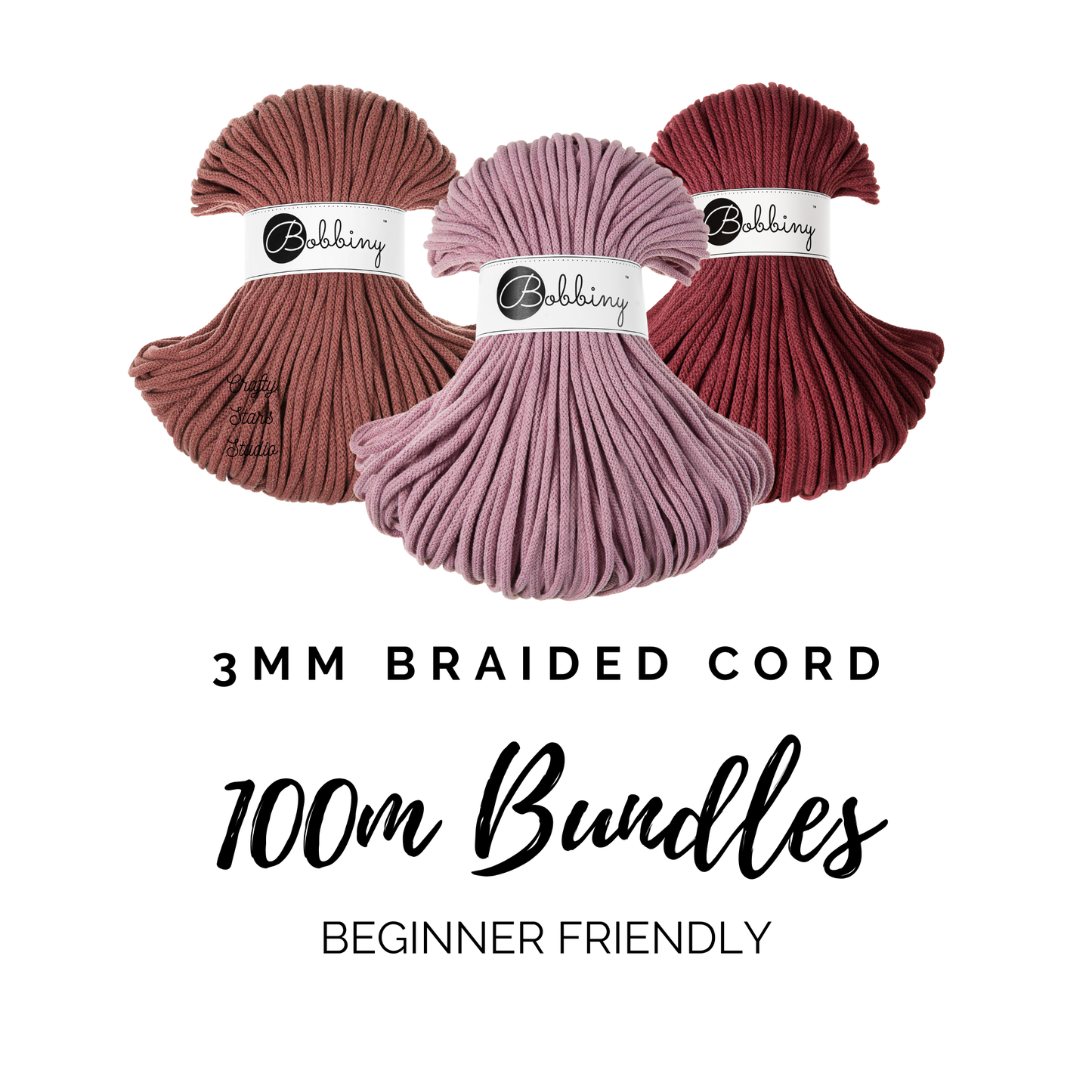 3mm Bobbiny Braided Cord - 100m (full) Bundles