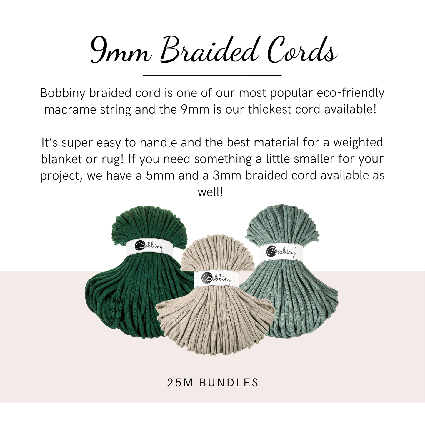 9mm Bobbiny Braided Cord - 25m Bundles