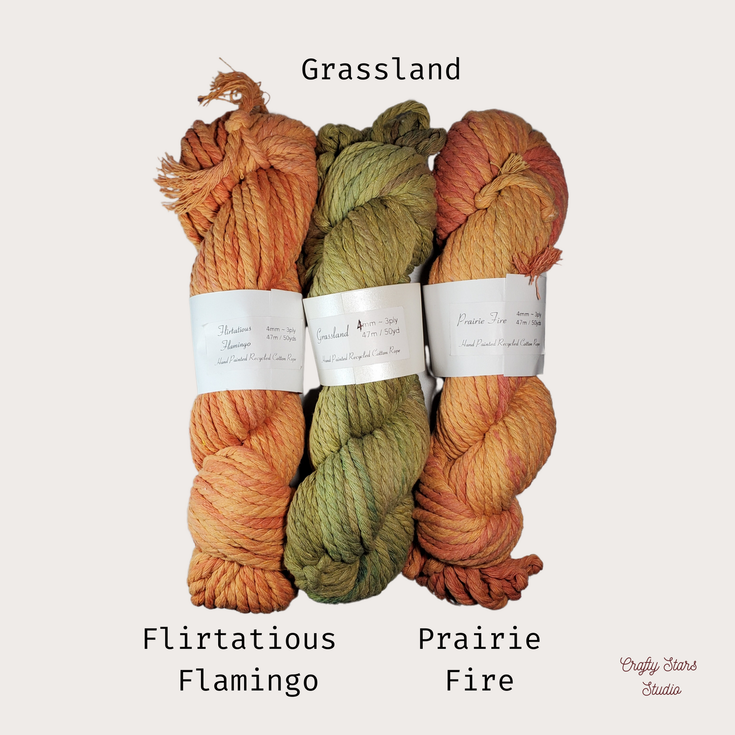 4mm Handpainted Recycled Cotton 3PLY Rope