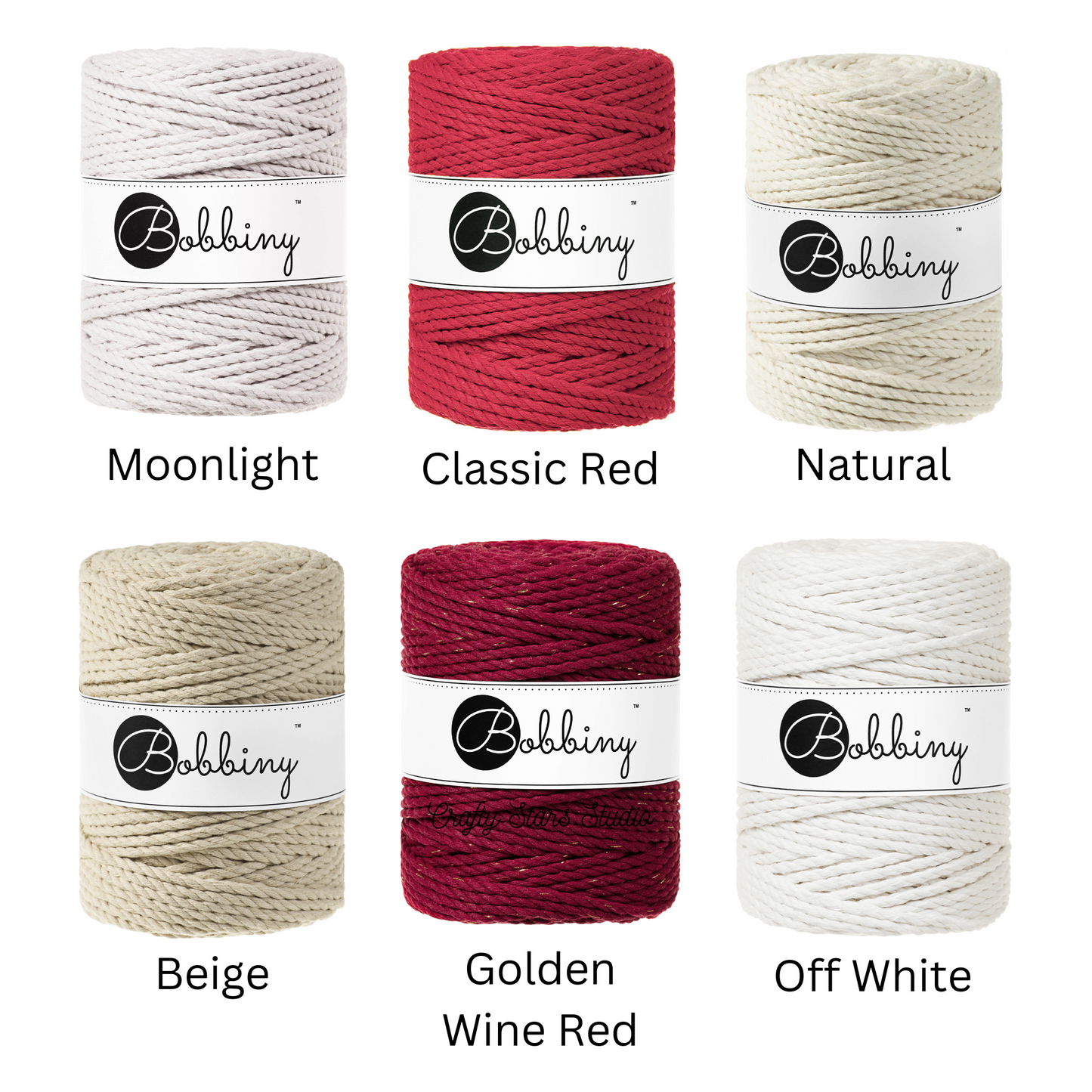 5mm Bobbiny 3ply Macrame Rope - 1m Sample Scrap Sale Bundles