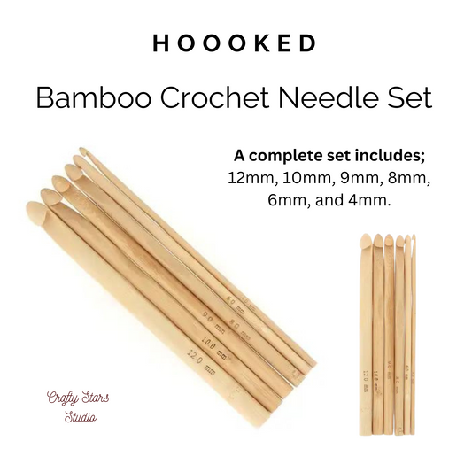 Bamboo Crochet Needle Set [4mm, 6mm, 8mm, 9mm, 10mm, and 12mm]