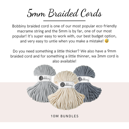 5mm Bobbiny Braided Cord - 10m Bundles