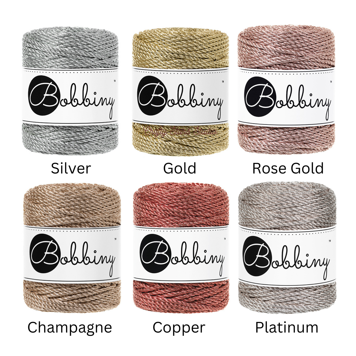 3mm Bobbiny Metallic 3ply Cord