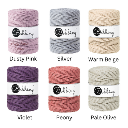 5mm Bobbiny 3ply Macrame Rope - 100m Bundles