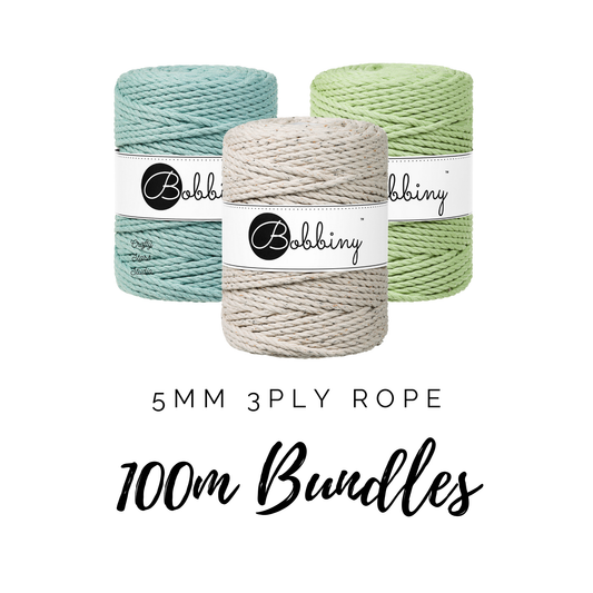 5mm Bobbiny 3ply Macrame Rope - 100m Bundles