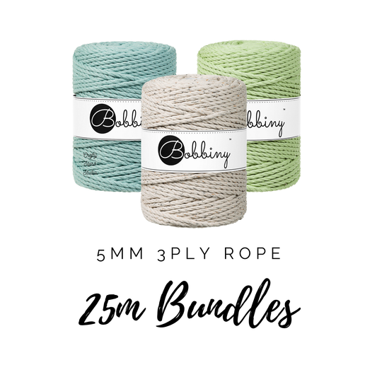 5mm Bobbiny 3ply Macrame Rope - 25m Bundles