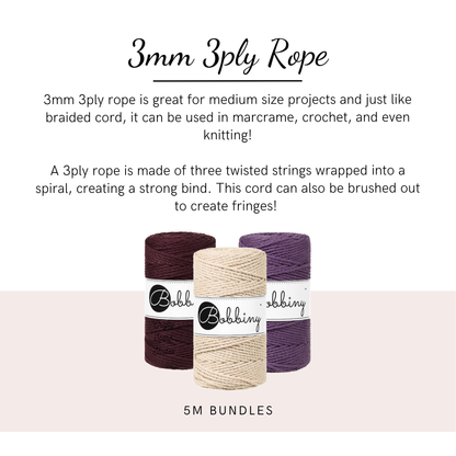 3mm 3ply Macrame Rope - 5m Bundles