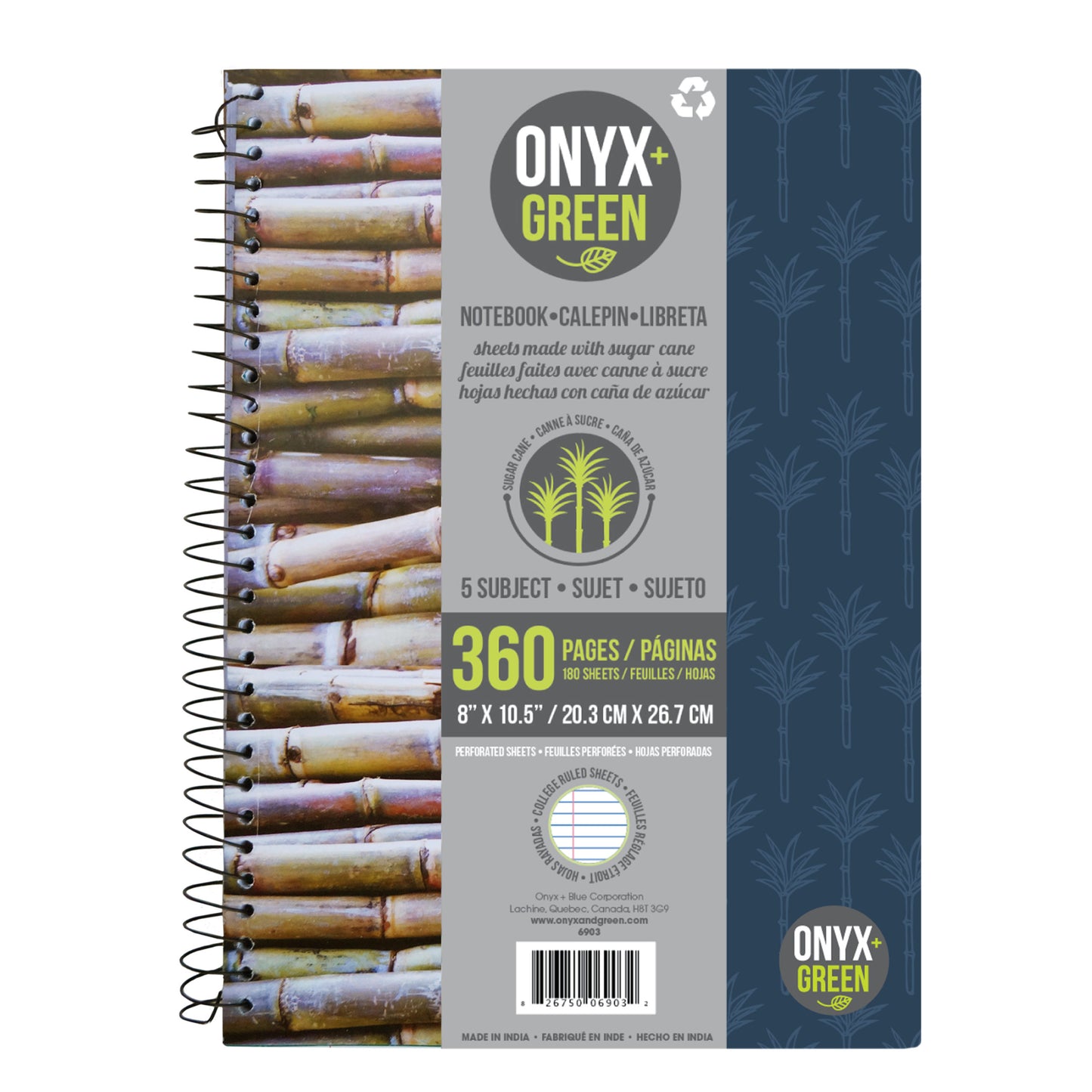 5 Subject Notebook - Sugar Cane Paper | 8" x 10.5"