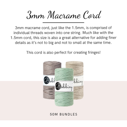 3mm Bobbiny Macrame Cord - 50m Bundles