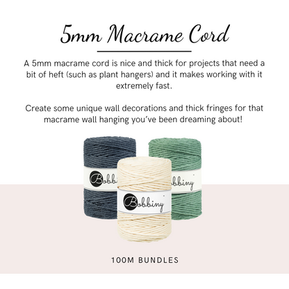 5mm Bobbiny Macrame Cord - 100m Bundles