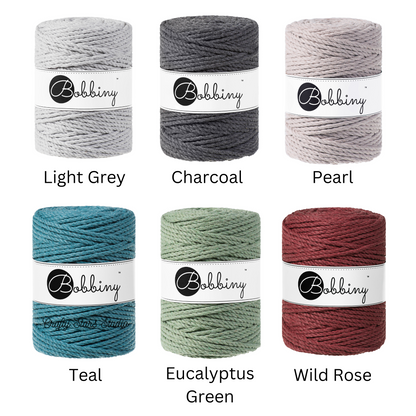 5mm Bobbiny 3ply Macrame Rope - 1m Sample Scrap Sale Bundles